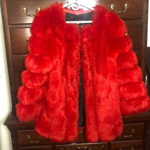 Red Faux Fur Coat size XXXL